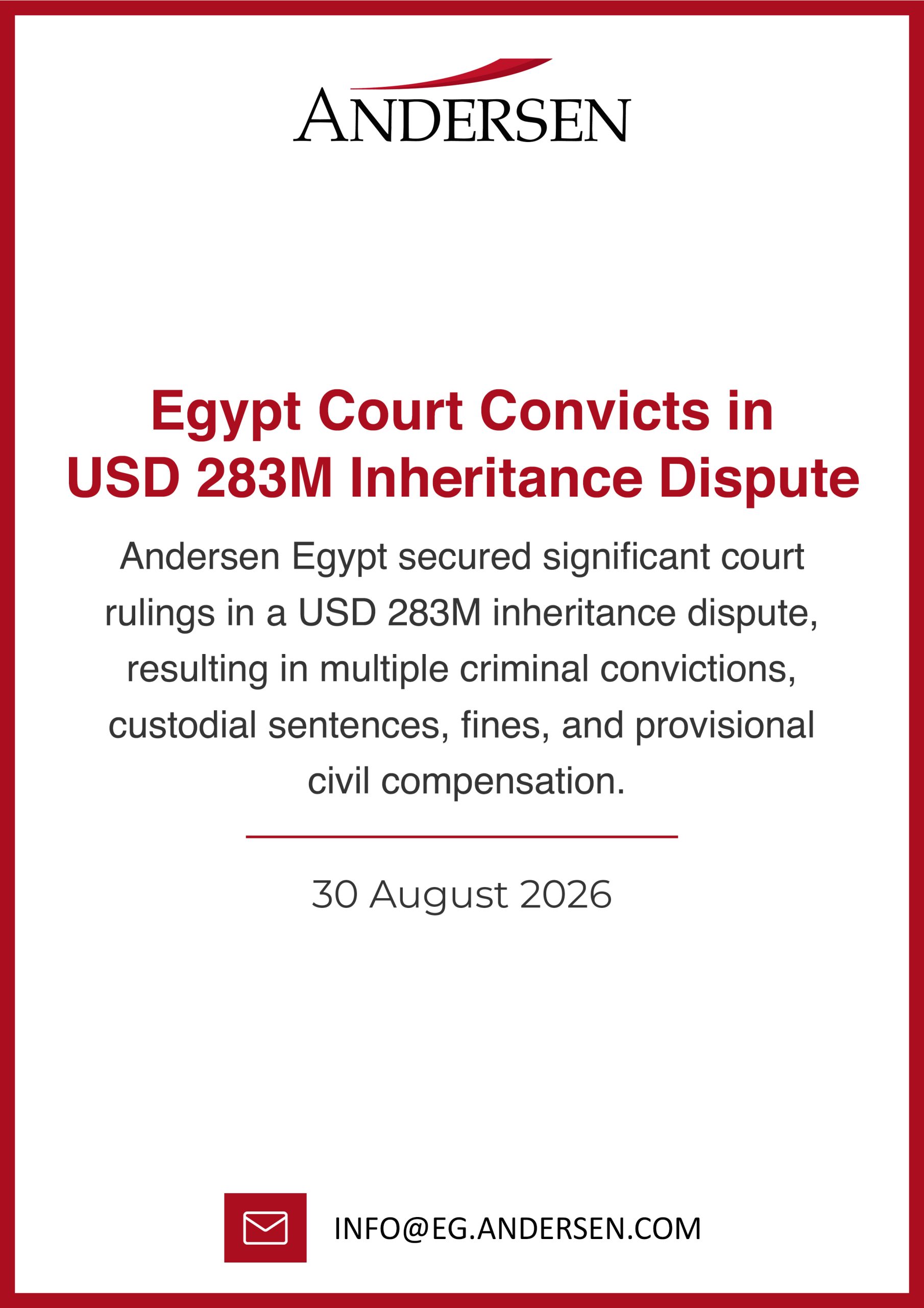 Egypt Court Convicts in USD 283M Inheritance Dispute